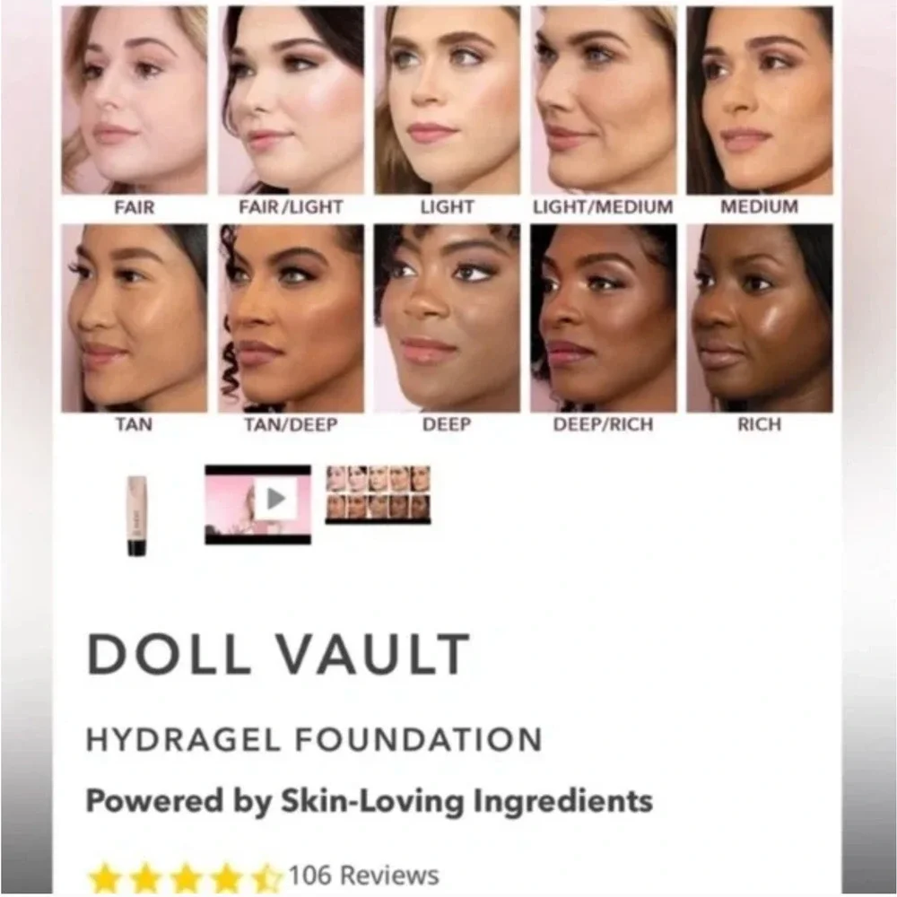 Doll 10 Office Siren Hydragel Foundation Full Coverage Radiant Finish Deep‎
